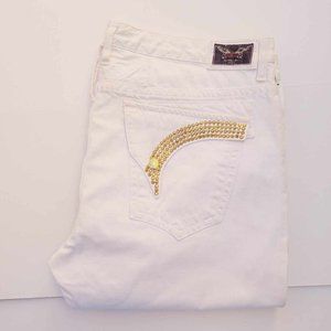 New Men's ROBIN'S JEAN sz 42 Gold Swarovski Crystals Straight Jeans